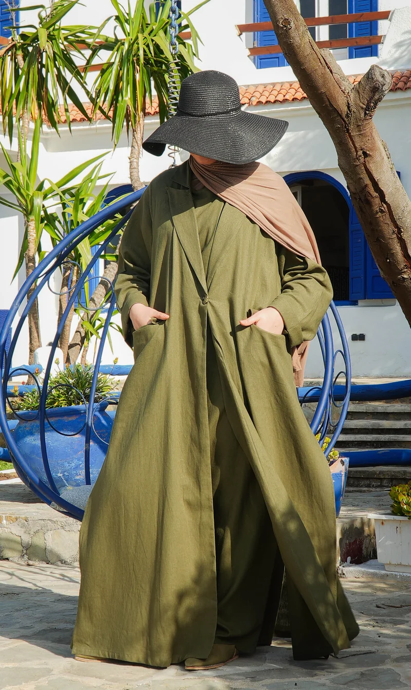 Leinen Abaya Awdal Set - HERB