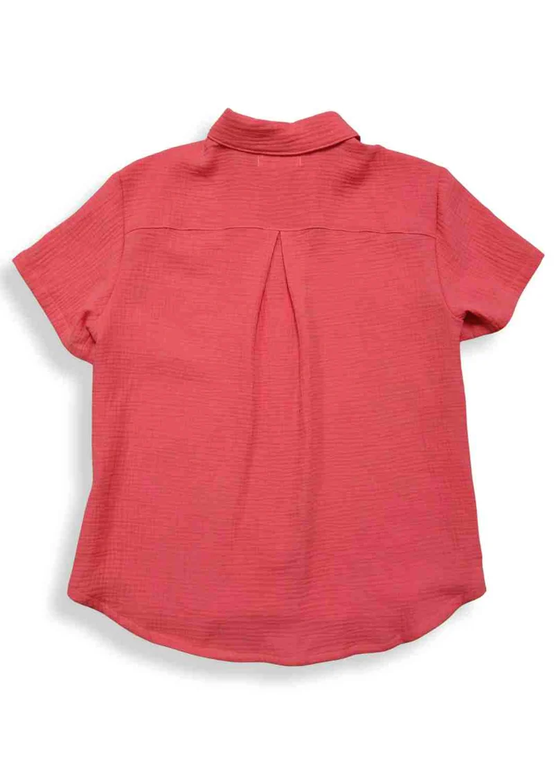 Musselin Bluse Oversize, kurze Ärmel, für Damen, Bio-Baumwolle