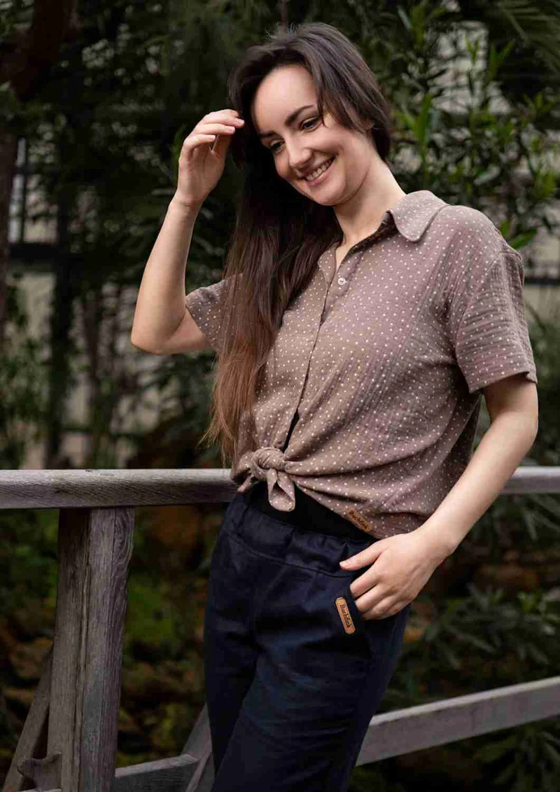 Musselin Bluse Oversize, kurze Ärmel, für Damen, Bio-Baumwolle