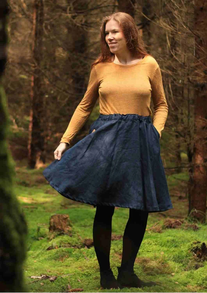 Bio T-Shirt "Anemone" aus Feinstrick-Leinen, lange Ärmel