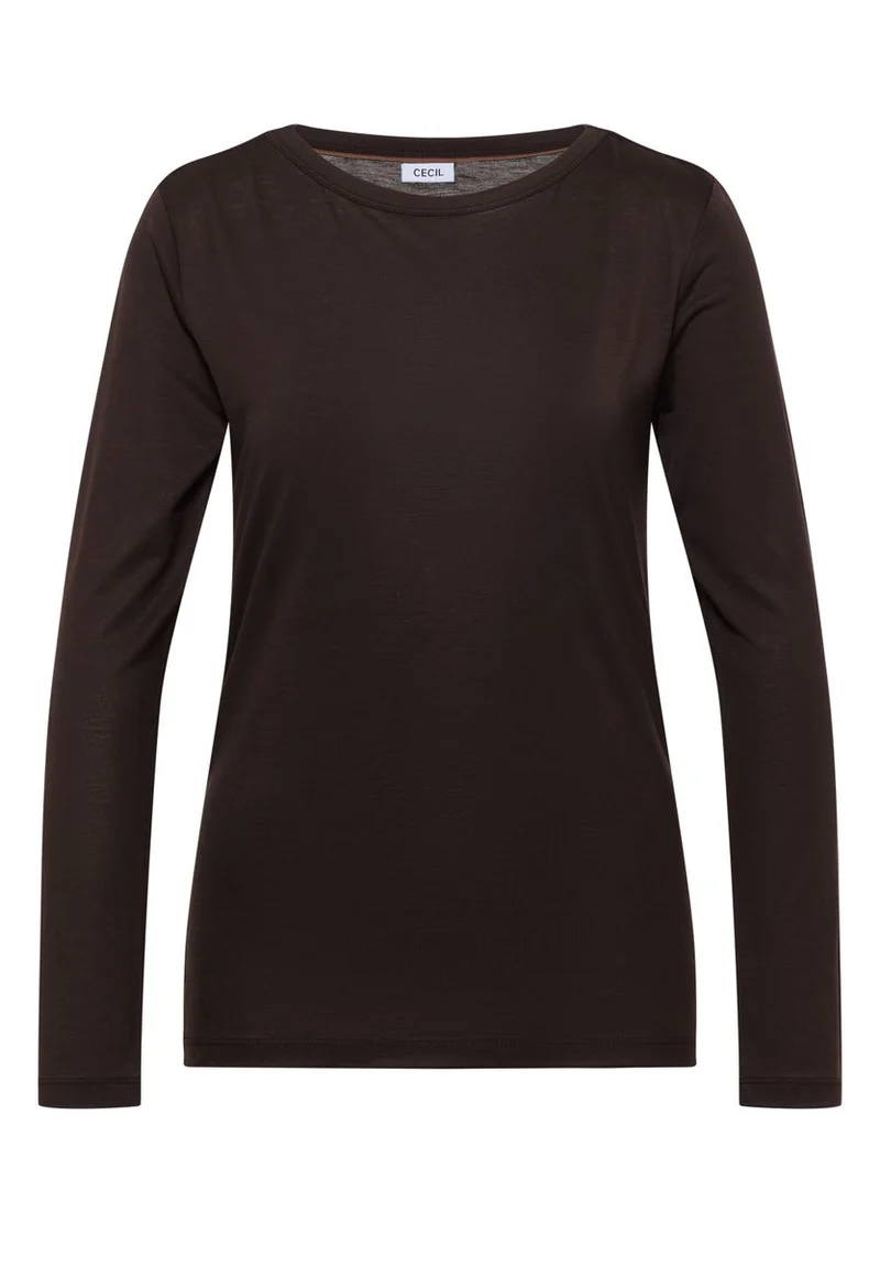 Langarm Shirt in Unifarbe mit Boat Neck