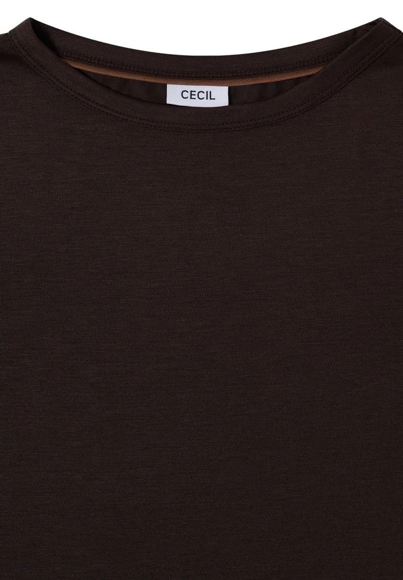 Langarm Shirt in Unifarbe mit Boat Neck