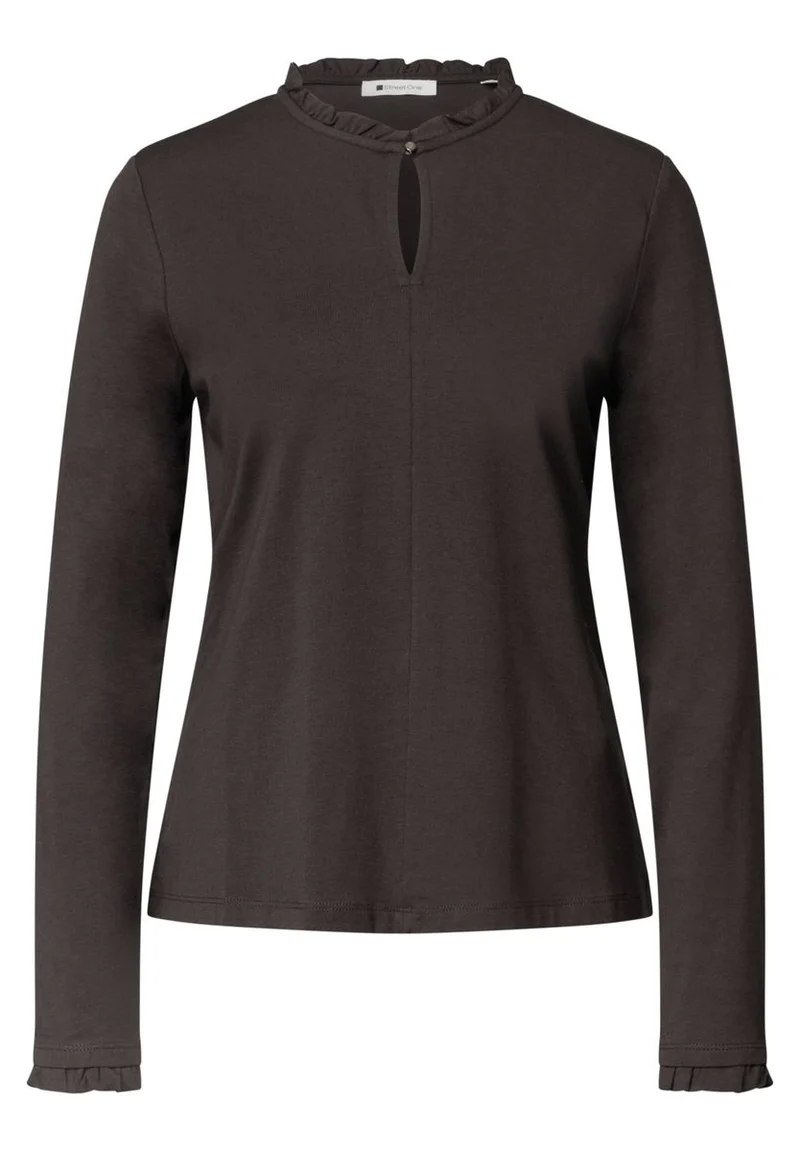 Basic Shirt mit Rüschen und Cut-Out-Detail