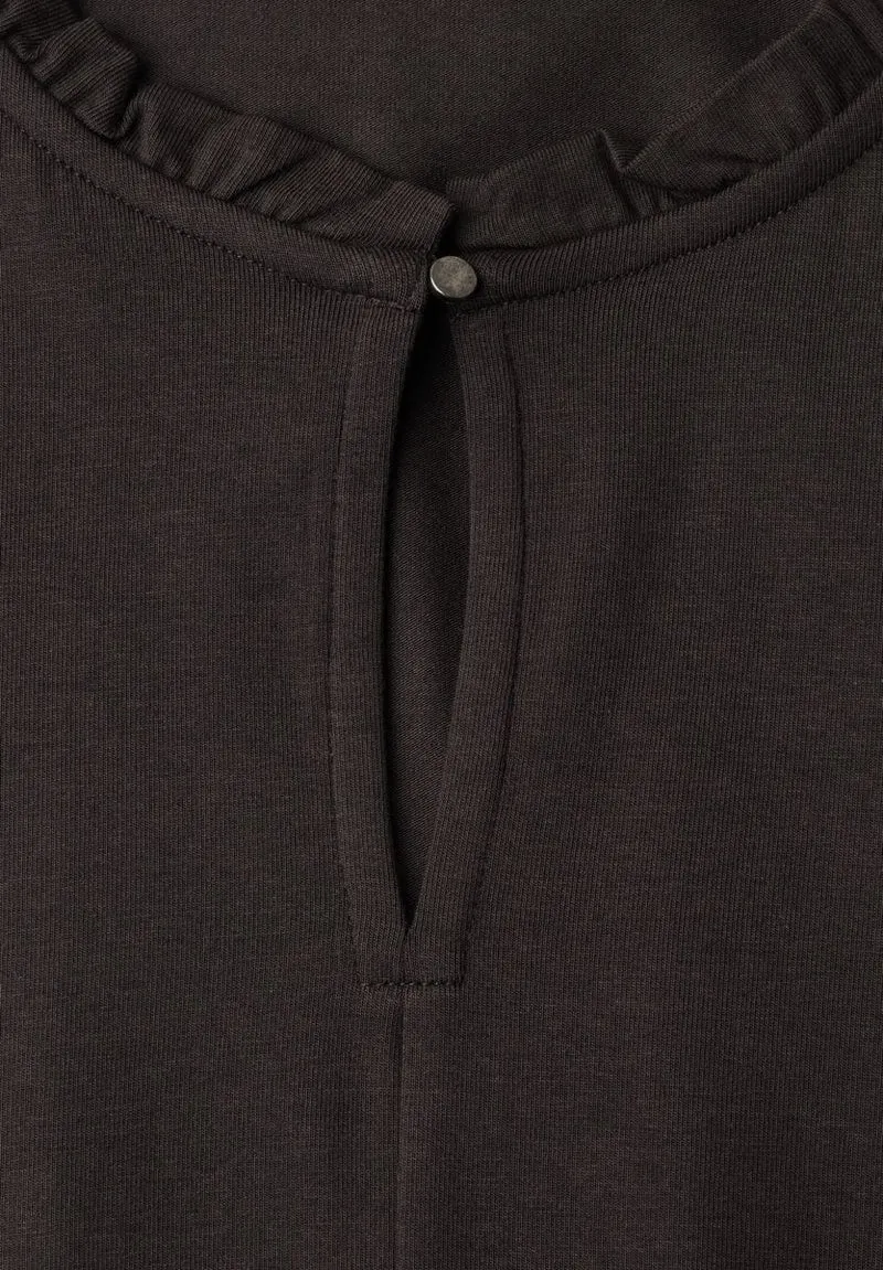 Basic Shirt mit Rüschen und Cut-Out-Detail
