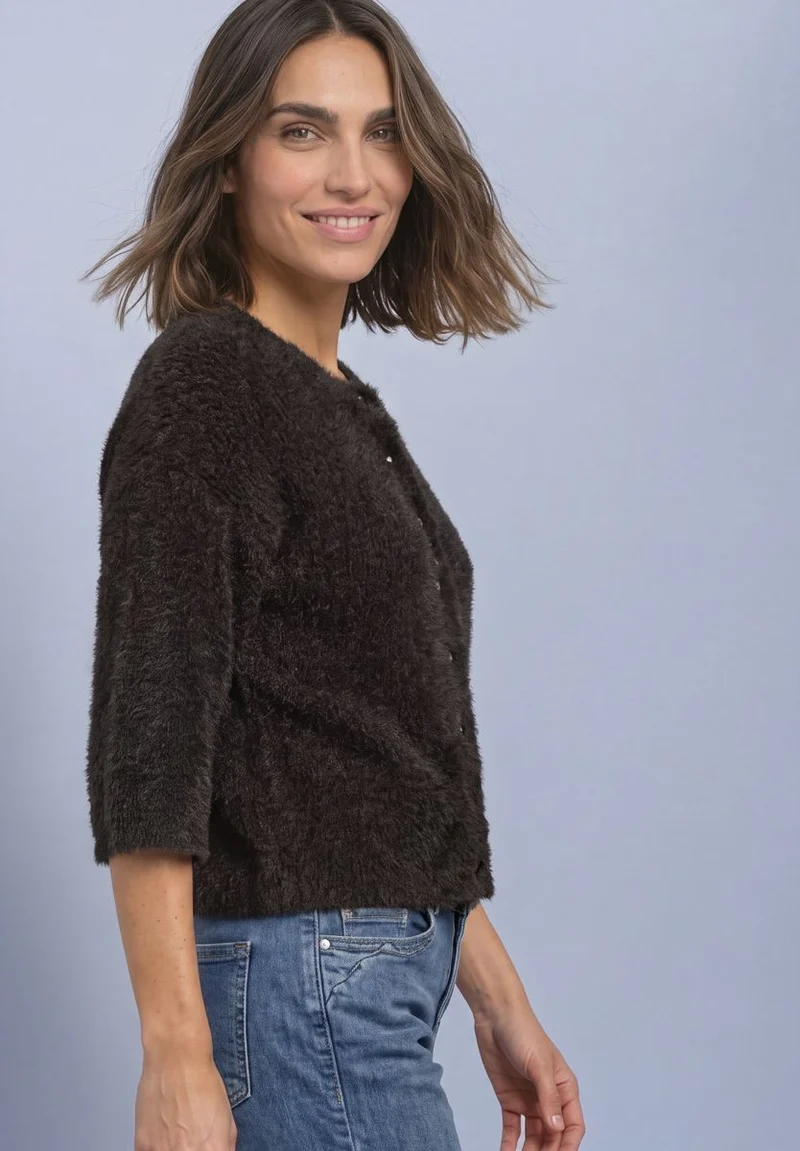 Kuscheliger Halbarm Cardigan mit Rundhals