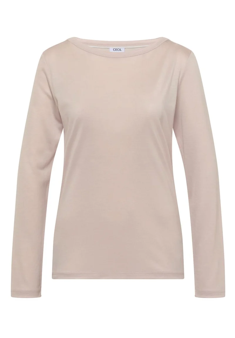 Langarm Shirt in Unifarbe mit Boat Neck