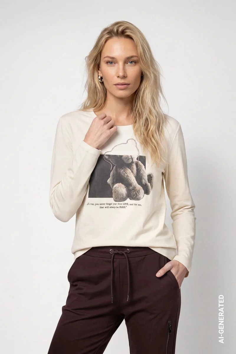 Langarmshirt mit Teddy-Print