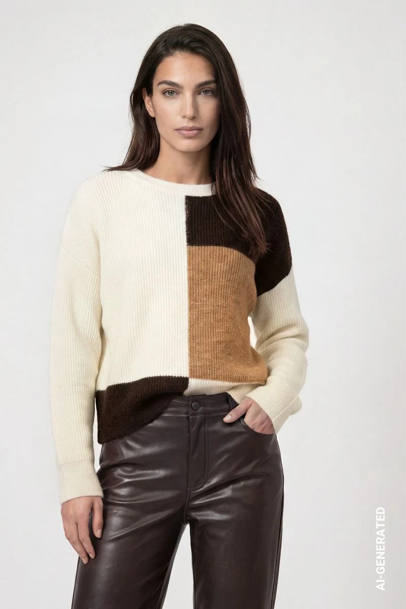 Strickpullover mit Colorblock