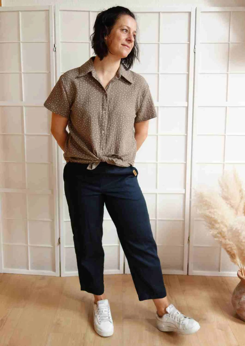 Caprihose aus Leinen für Damen "Walnuss"