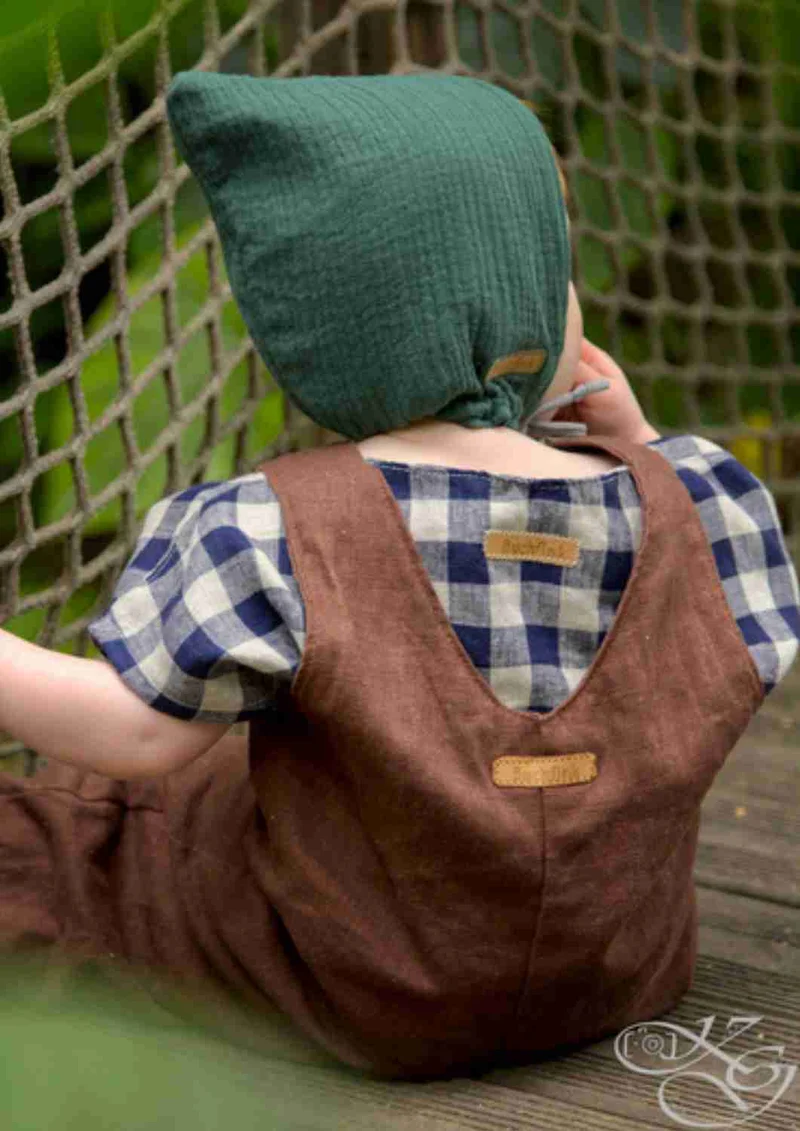 Pixie Mütze für Babys "Primel", Musselin und Jersey