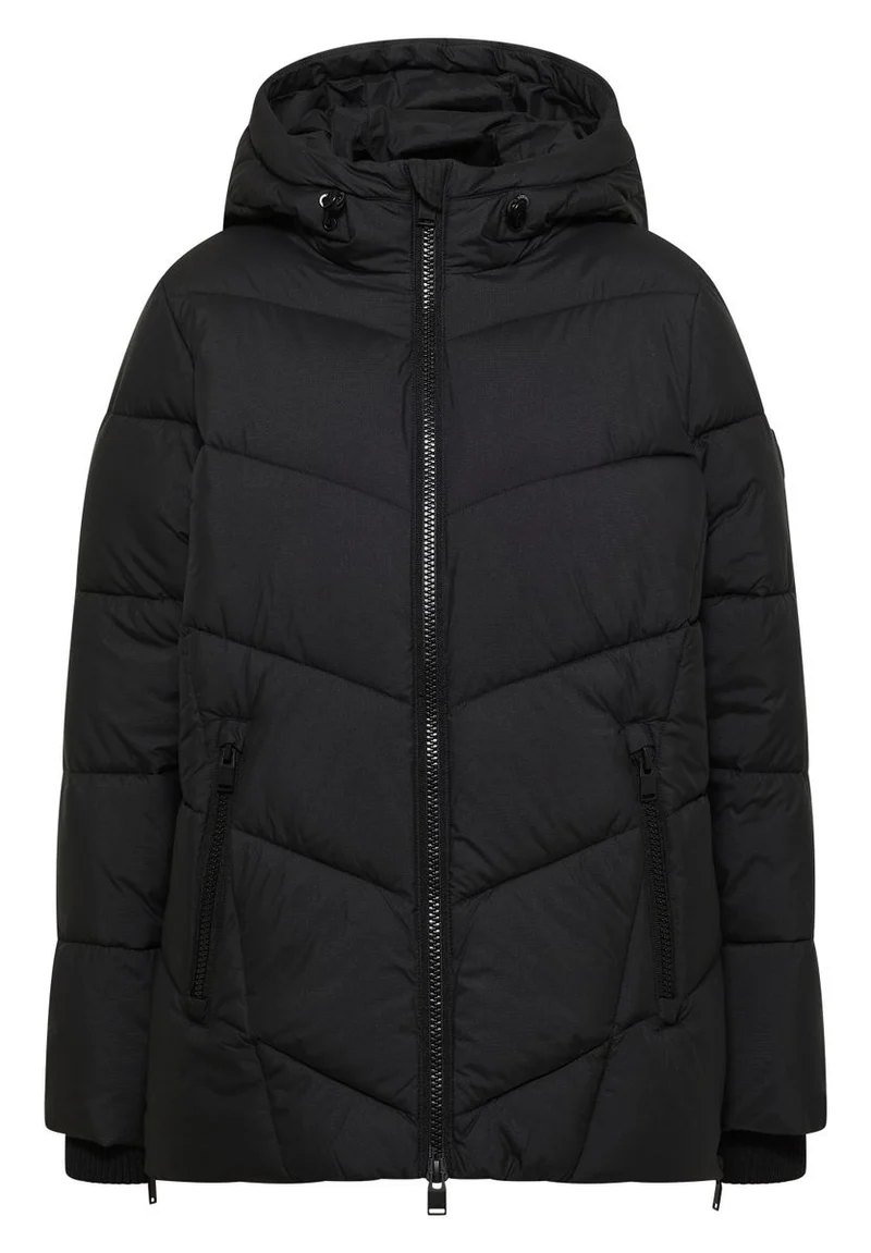 Puffer-Jacke in Midi-Länge mit Kapuze