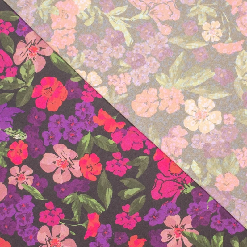 No. 1850 EcoVero Viskose Blumen lila pink