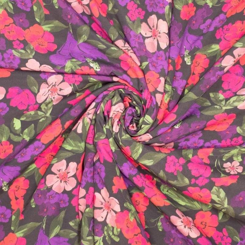 No. 1850 EcoVero Viskose Blumen lila pink