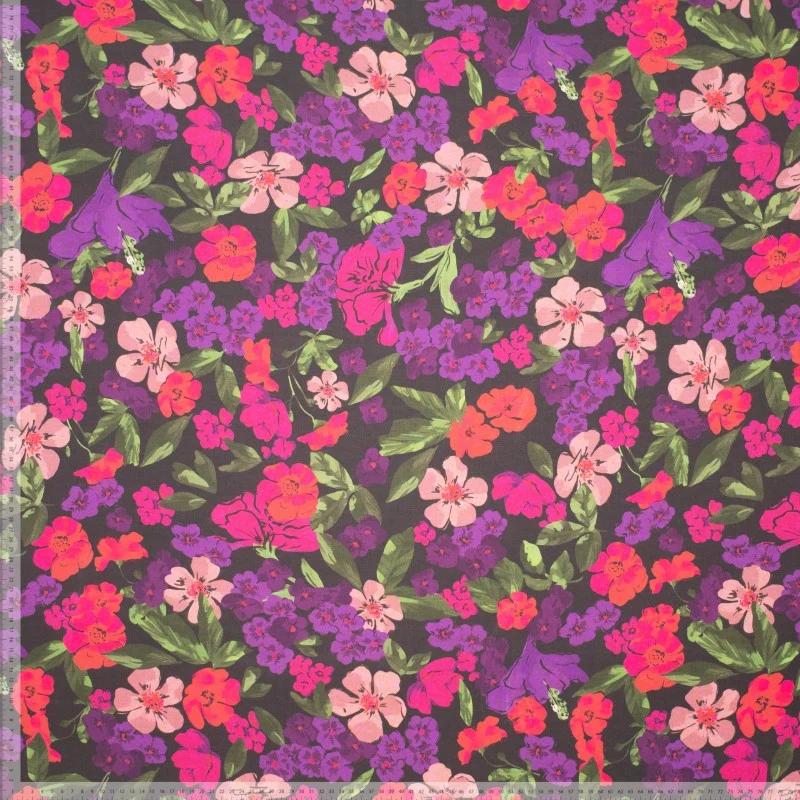No. 1850 EcoVero Viskose Blumen lila pink
