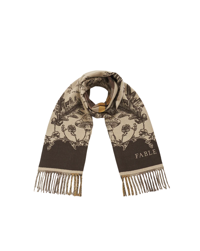 Woodland Tales Jacquard Scarf in Taupe