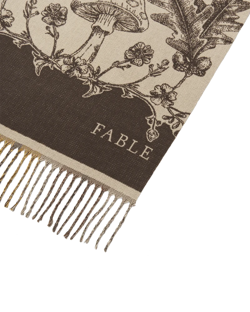Woodland Tales Jacquard Scarf in Taupe