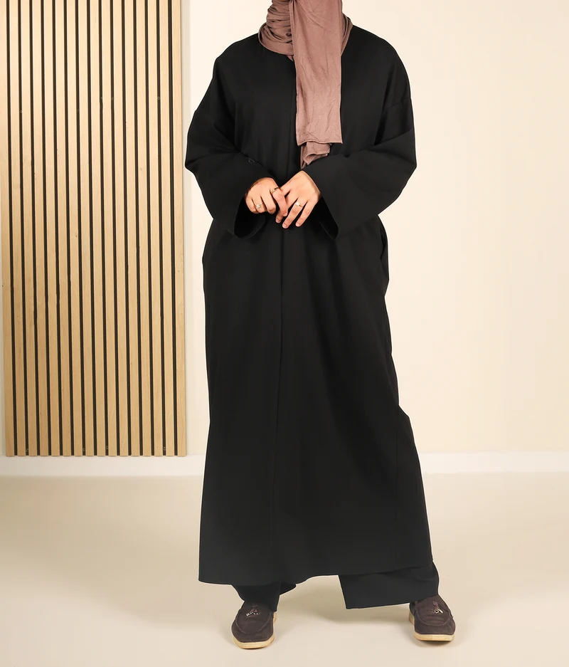 Bescheidener Baumwoll-V-Pullover 16 – Schwarz