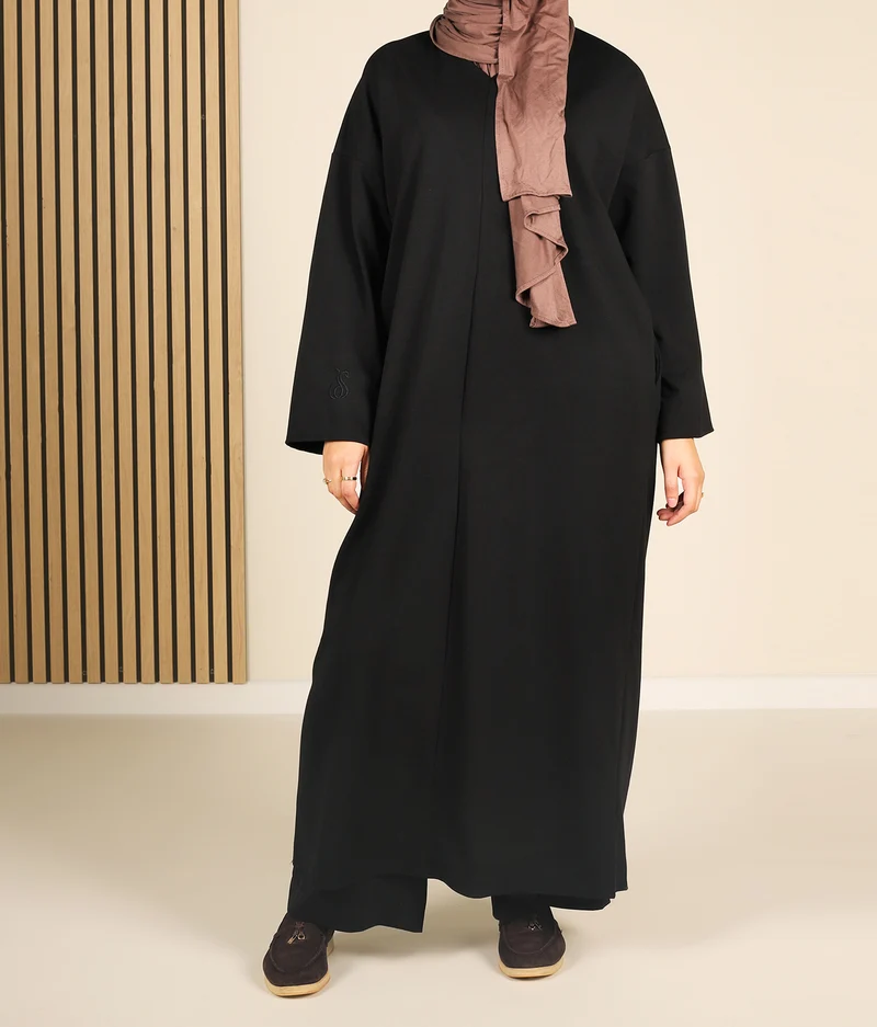Bescheidener Baumwoll-V-Pullover 16 – Schwarz
