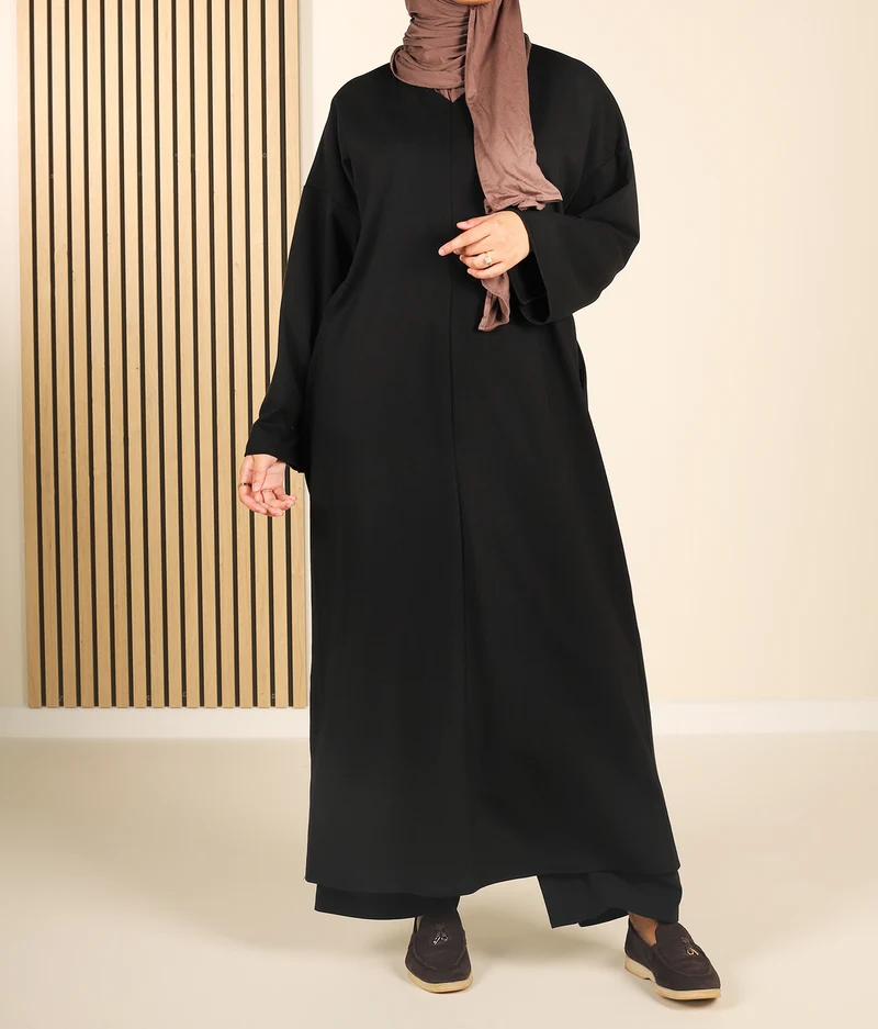 Bescheidener Baumwoll-V-Pullover 16 – Schwarz