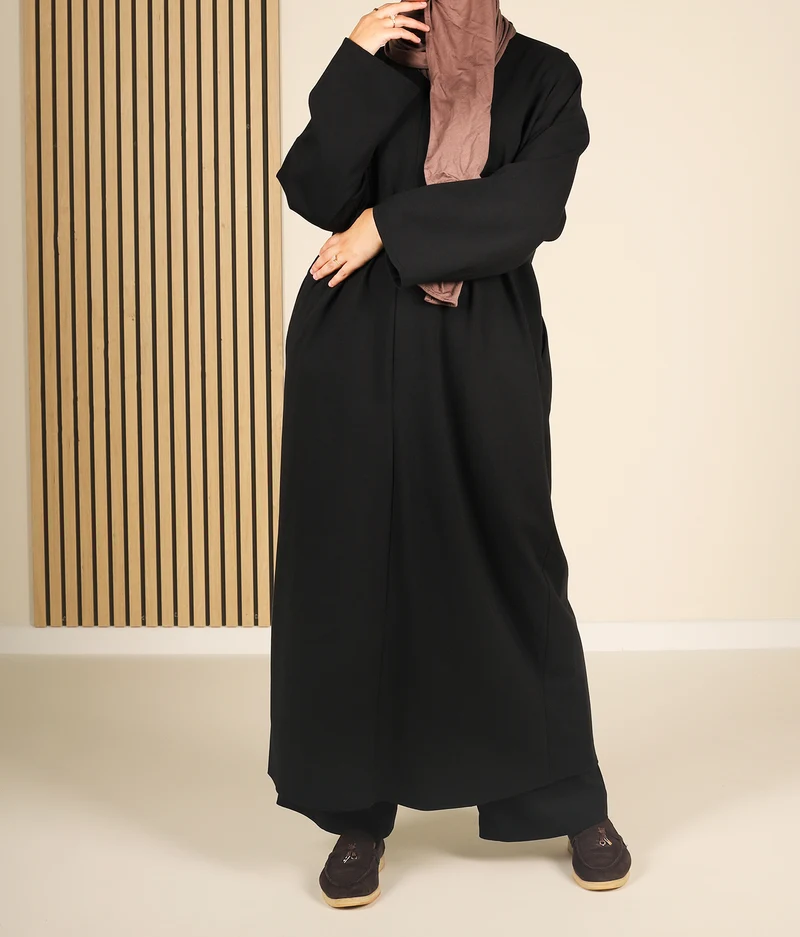 Bescheidener Baumwoll-V-Pullover 16 – Schwarz