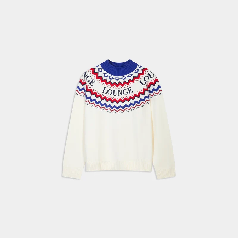 Norweger Strickpullover - Crèmefarbe/Rot