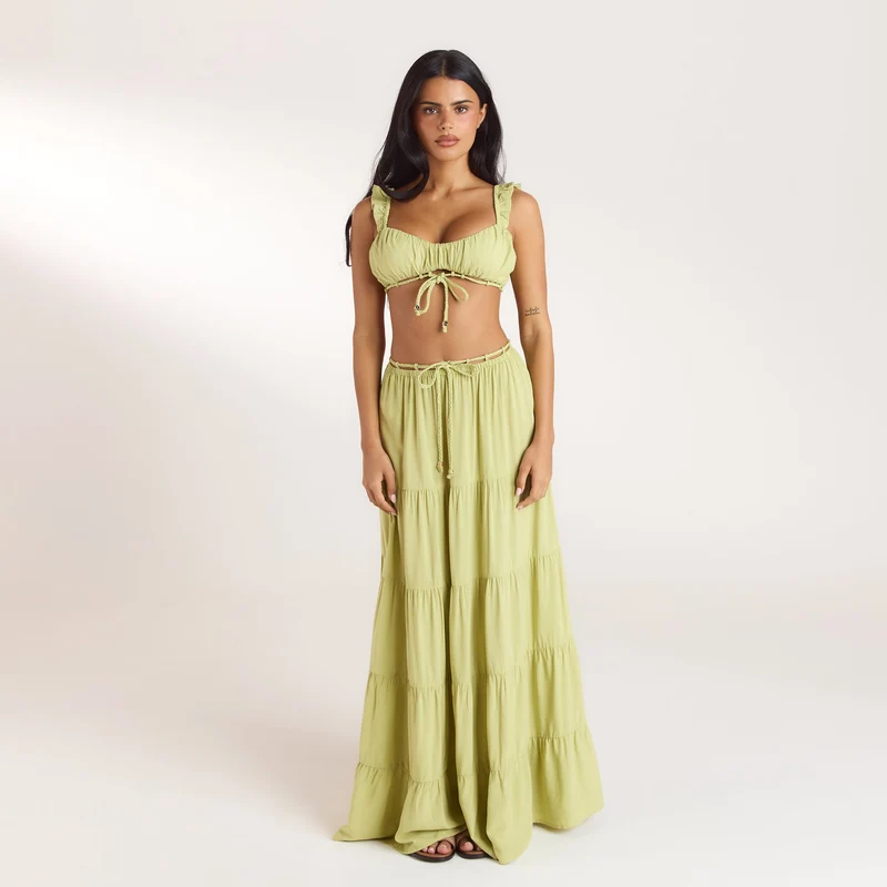 Gerüschtes Bralette (Set) - Gewaschene Limone