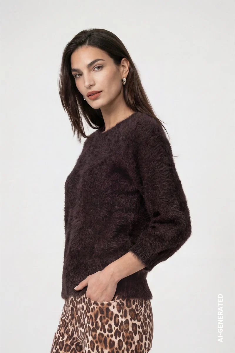 Strickpullover mit Plüsch