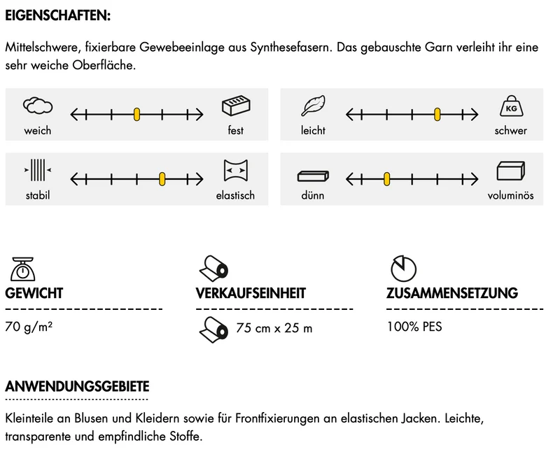 Gewebeeinlage Vlieseline ® G 770 schwarz bi-elastisch