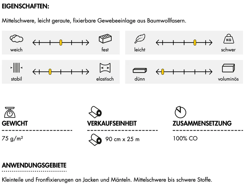 Gewebeeinlage Vlieseline ® G 740 schwarz