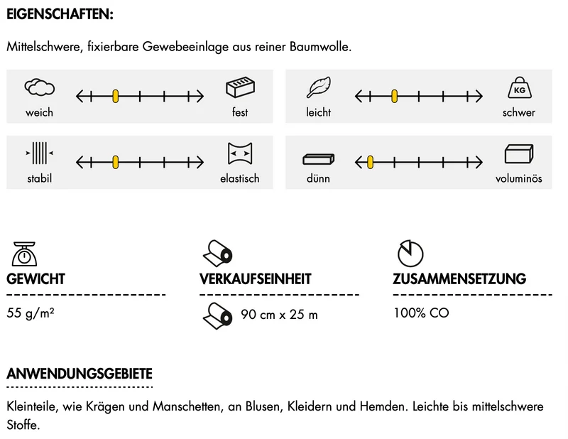 Gewebeeinlage Vlieseline ® G 710 schwarz