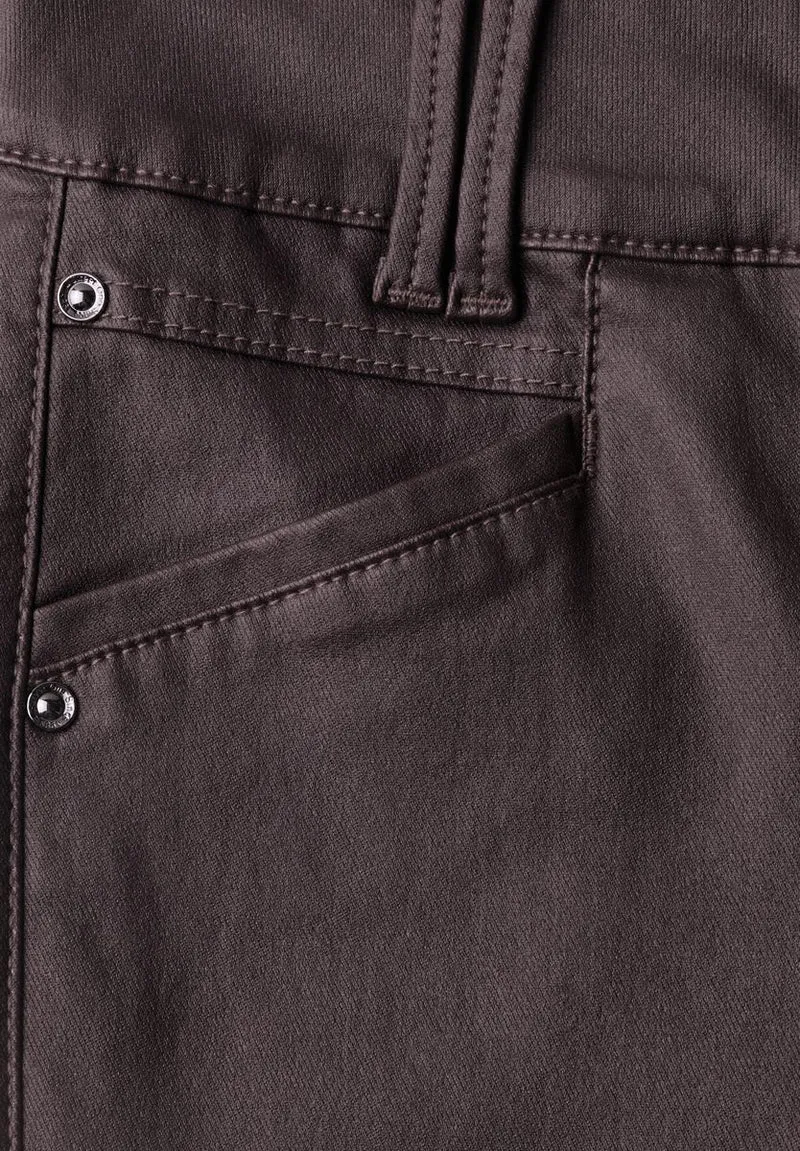 Mid Waist Hose im Slim Fit in Leder-Optik