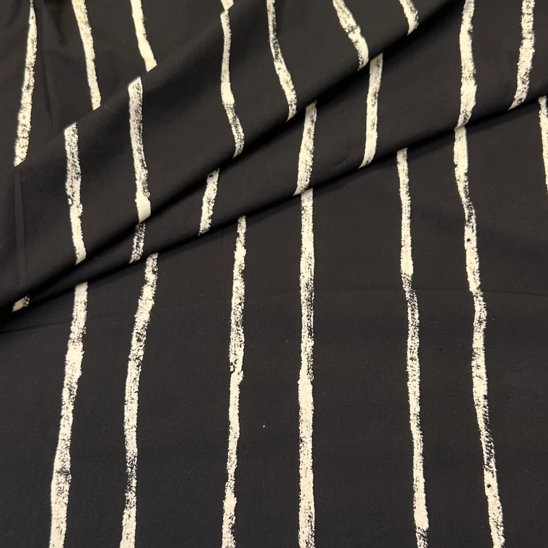 No. 1394 Baumwoll Poplin Pinselstreifen schwarz | beige | 1,50m