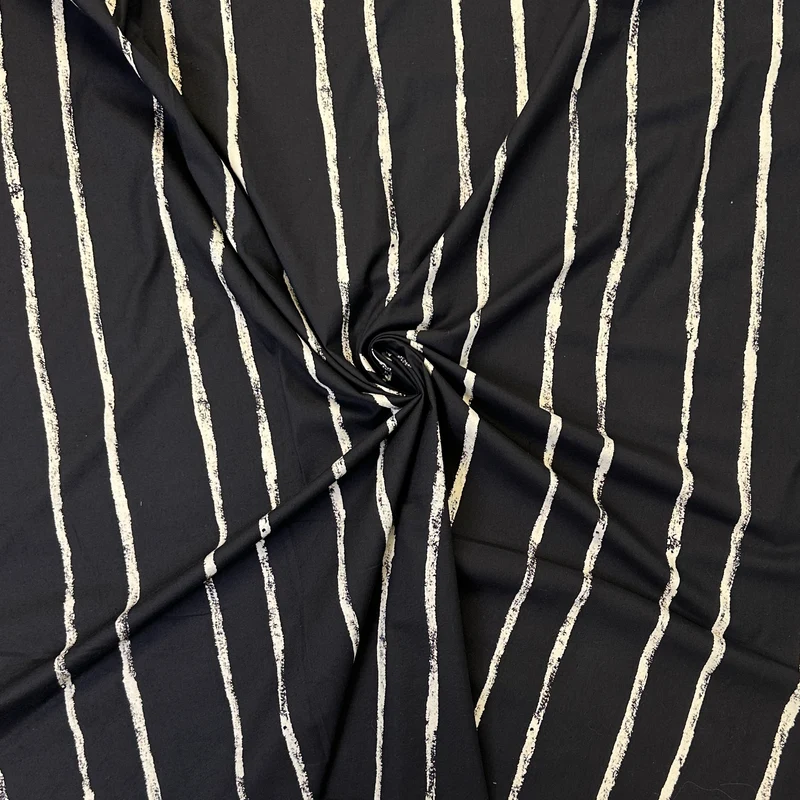 No. 1394 Baumwoll Poplin Pinselstreifen schwarz | beige | 1,50m