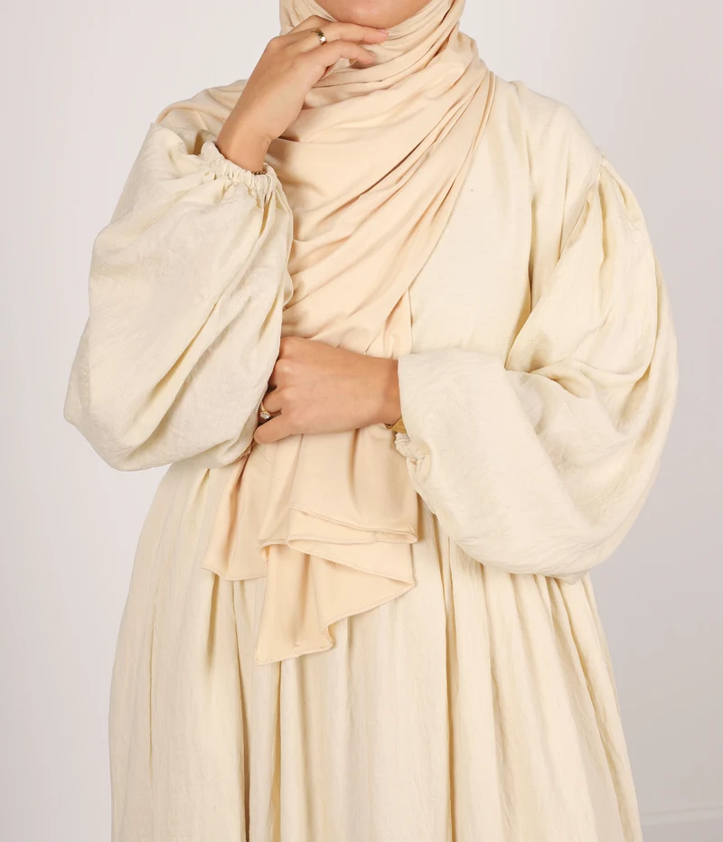 Abaya Leinen Puffärmel Madaya – Vanille