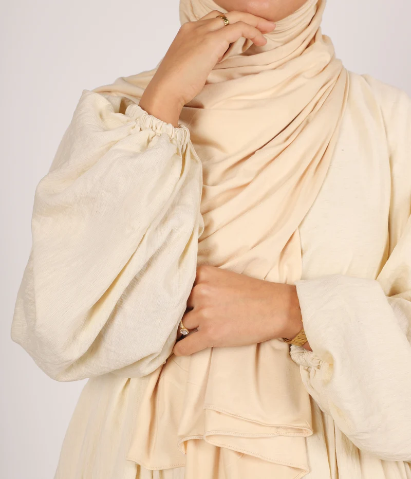 Abaya Leinen Puffärmel Madaya – Vanille