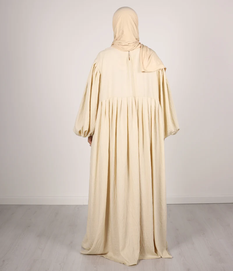 Abaya Leinen Puffärmel Madaya – Vanille
