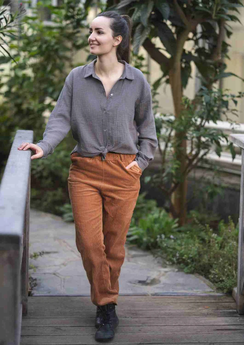 Musselin Bluse Oversize, lange Ärmel, für Damen, Bio-Baumwolle