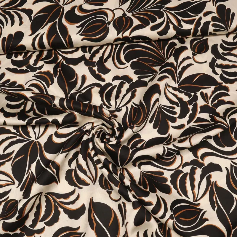 No. 1779 Viskose Blätter ecru schwarz