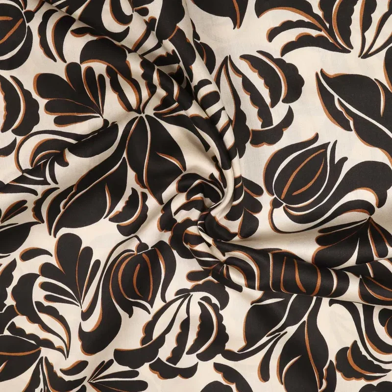 No. 1779 Viskose Blätter ecru schwarz