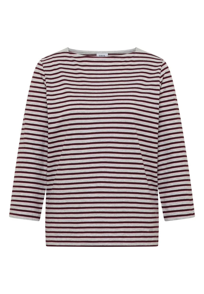 3/4-Arm Shirt mit Boat Neck und Streifen