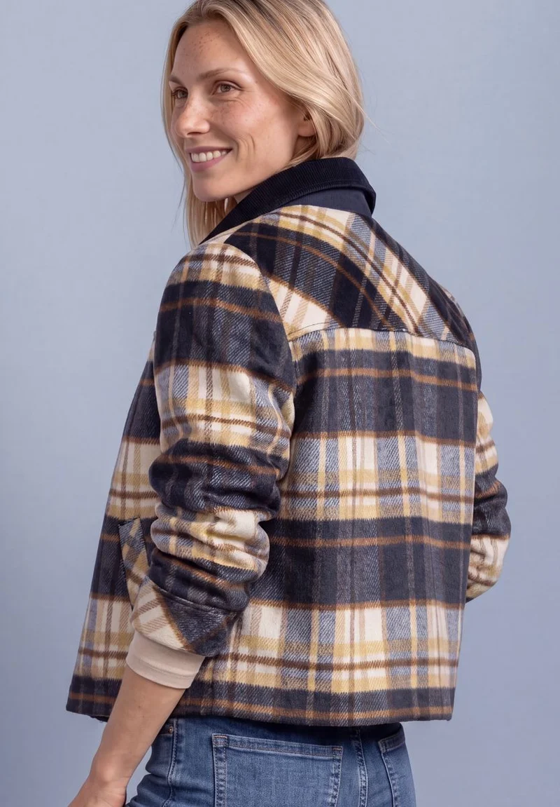 Overshirt mit Cordkragen und Print