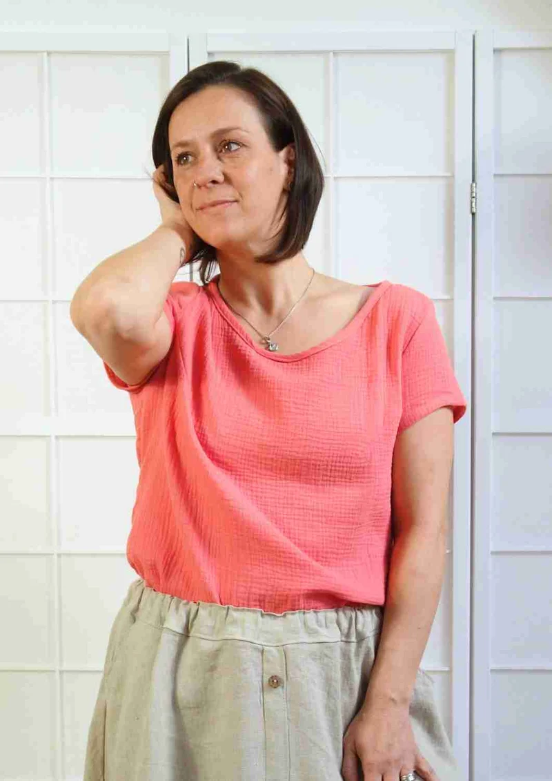 Bluse aus Musselin mit kurzen Ärmeln "Majoran", für Damen