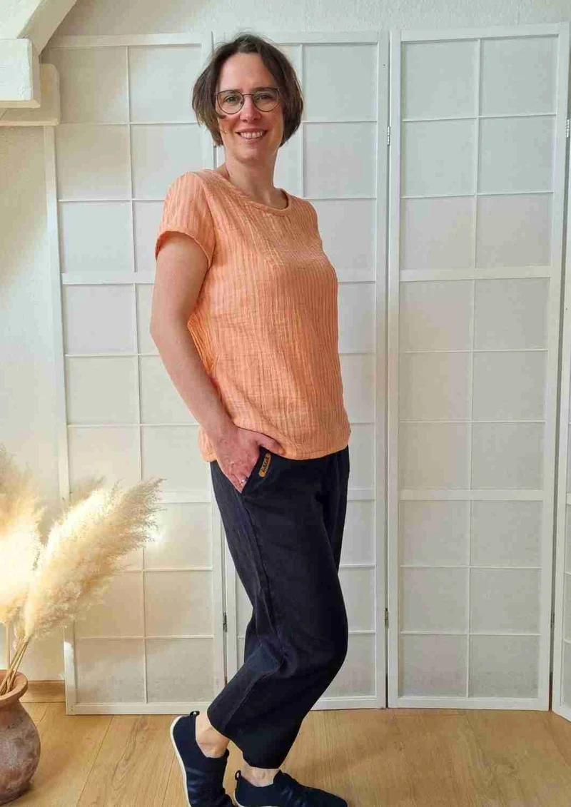 Bluse aus Musselin mit kurzen Ärmeln "Majoran", für Damen