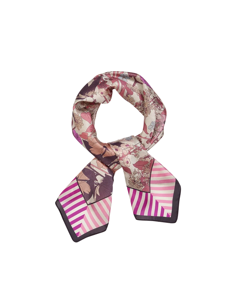 Deco Blooms Candy Stripe Square Scarf in Pink