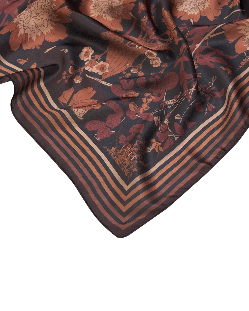 Deco Blooms Square Scarf in Black