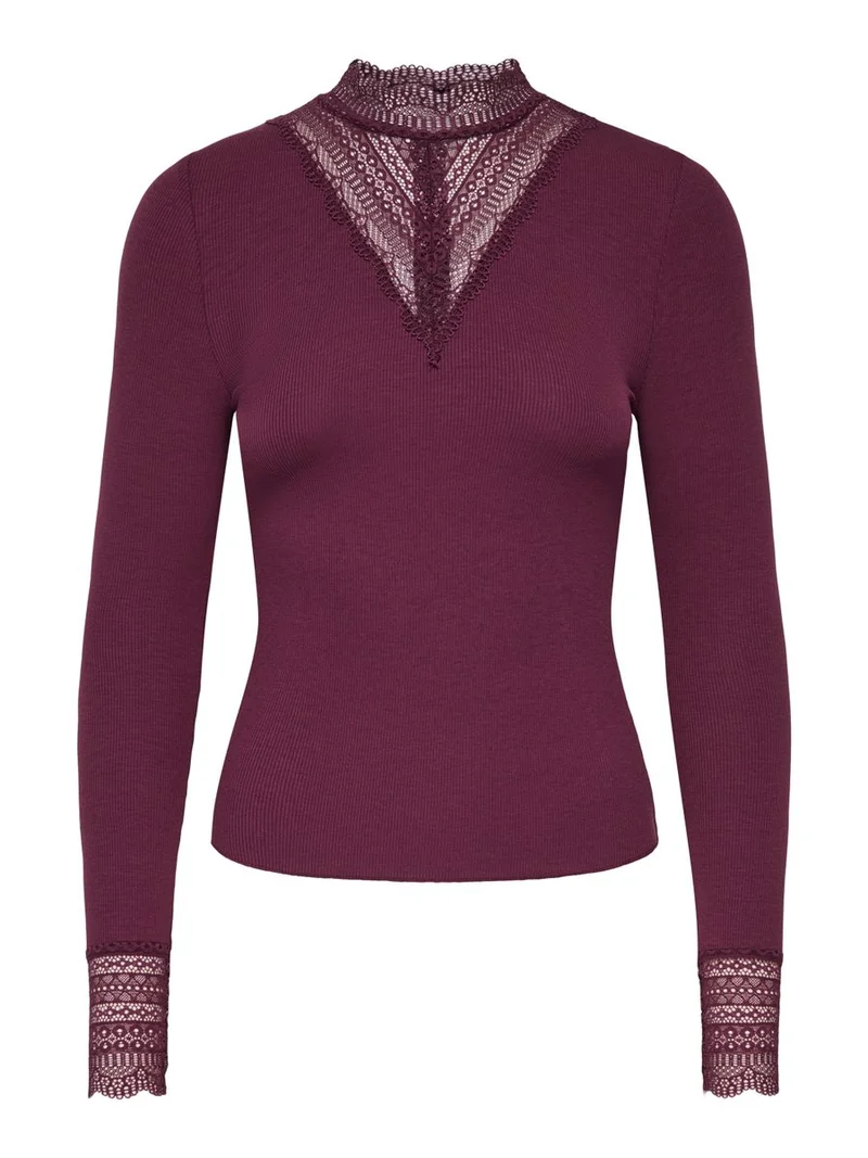 ONLTILDE L/S HIGH NECK LACE TOP JRS NOOS
