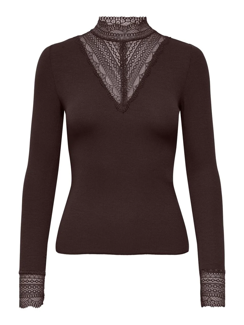 ONLTILDE L/S HIGH NECK LACE TOP JRS NOOS
