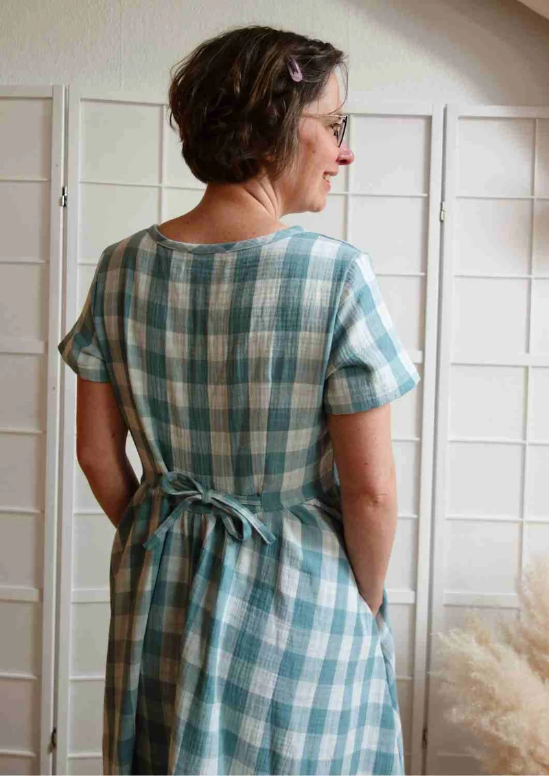 Midi Musselin Kleid Damen "Cosmea", kurze Ärmel