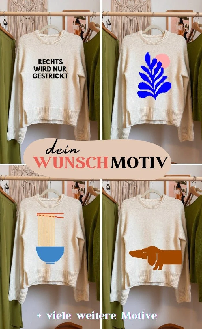 Studio Sweater mit deinem Wunsch-Motiv - The Merry Merino 140 GOTS - Strickset
