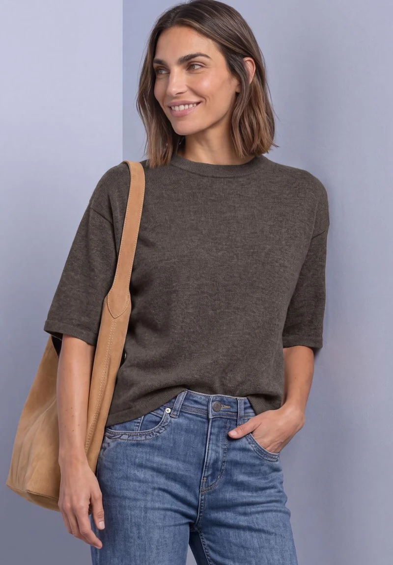 3/4-Arm Pullover mit Rundhals